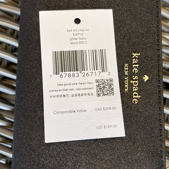 Kate Spade Shimmy Boxed Medium Compartment Wallet Black - Picture 11 of 16